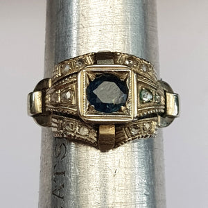 Superb Platinum Sapphire And Diamond Ring French Art Deco Vintage Size UK K Circa 1930
