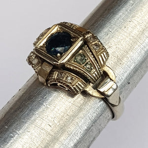 Superb Platinum Sapphire And Diamond Ring French Art Deco Vintage Size UK K Circa 1930