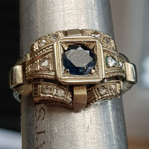 Superb Platinum Sapphire And Diamond Ring French Art Deco Vintage Size UK K Circa 1930