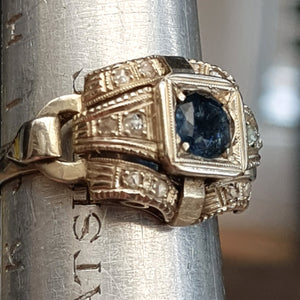 Superb Platinum Sapphire And Diamond Ring French Art Deco Vintage Size UK K Circa 1930