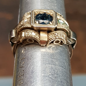 Superb Platinum Sapphire And Diamond Ring French Art Deco Vintage Size UK K Circa 1930