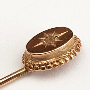 9k Gold Diamond Set Stick Stock Pin In Period Jewellers Box Antique circa 1880's