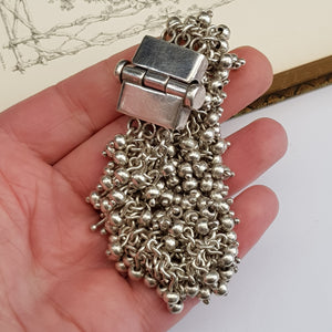 Mexico Sterling Silver Hand Made Chunky Beaded Bracelet Vintage Circa 1980's
