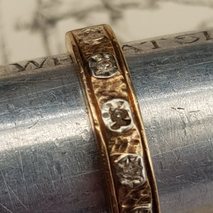 9k Gold 5 Diamond Set Ring Size UK L Vintage London circa 1989