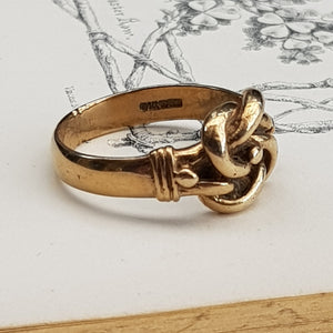 9k Gold Celtic Knot Setting Band Ring Size UK P Vintage Sheffield circa 1980's
