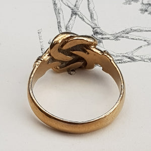 9k Gold Celtic Knot Setting Band Ring Size UK P Vintage Sheffield circa 1980's