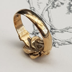 9k Gold Celtic Knot Setting Band Ring Size UK P Vintage Sheffield circa 1980's
