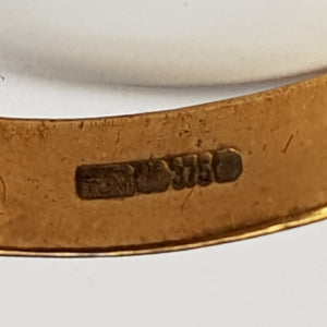 9k Gold Celtic Knot Setting Band Ring Size UK P Vintage Sheffield circa 1980's