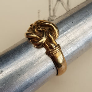 9k Gold Celtic Knot Setting Band Ring Size UK P Vintage Sheffield circa 1980's