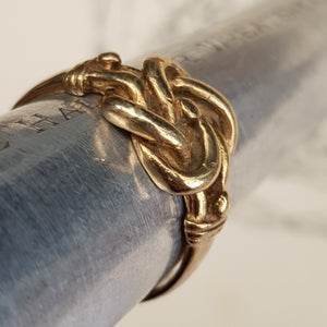 9k Gold Celtic Knot Setting Band Ring Size UK P Vintage Sheffield circa 1980's