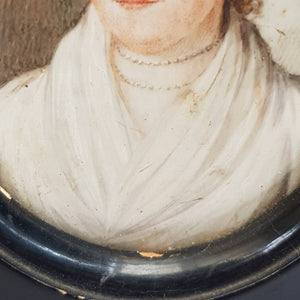 Gouache On Board Miniature Painting Of Lady Framed Antique Georgian circa 1820
