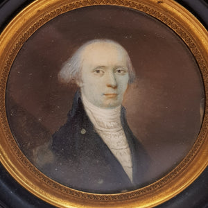 Superb Gouache On Board Painted Portrait Miniature Of Navy Officer Gentleman Framed Antique Georgian c1800