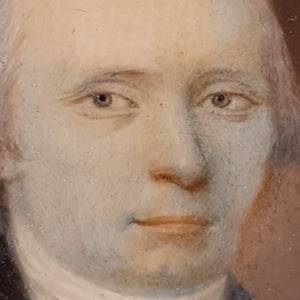 Superb Gouache On Board Painted Portrait Miniature Of Navy Officer Gentleman Framed Antique Georgian c1800