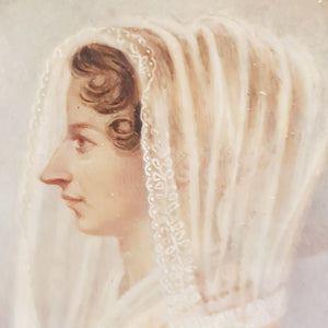 Gouache On Board Miniature Painting Of Lady Framed Antique Georgian circa 1800