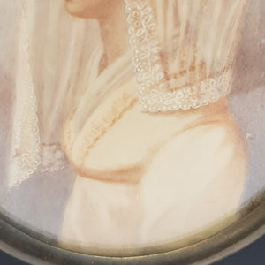 Gouache On Board Miniature Painting Of Lady Framed Antique Georgian circa 1800