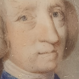 Gouache Portrait Miniature Of Old Gentleman Conservation Framed Antique Circa 1780
