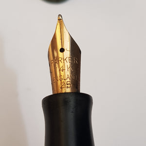 G.E.O S. Parker Duo fold Marbled Green Fountain Pen With 14k Gold Nib Vintage Circa 1930