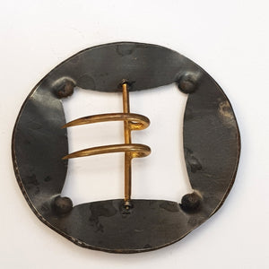 Egyptian Scarab Beetle & Fly Decorated Gilt Metal & Niello Belt Buckle Vintage Art Deco Circa 1920's