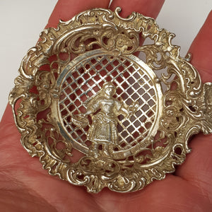 Dutch Solid Silver Ornate Flower Girl Tea Strainer Berthold Muller Antique circa 1893