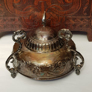 Sterling Silver Ornate 3 Caryatid Handled and Legged Repousse Bowl Antique Victorian London Circa 1898