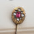 9k Gold Pink Topaz Old Cut Diamond Set Stick Pin In Period Box Antique Circa 1880's