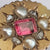 9k Gold Pink Topaz Old Cut Diamond Set Stick Pin In Period Box Antique Circa 1880's