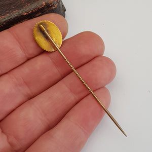 9k Gold Seed Pearl Set Stick Pin In Period Box Antique Victorian circa 1880's