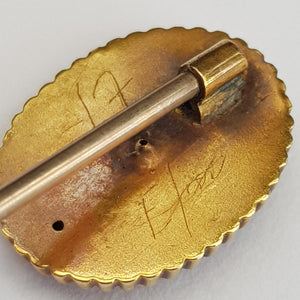 9k Gold Seed Pearl Set Stick Pin In Period Box Antique Victorian circa 1880's