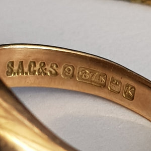 9k Gold Masonic Signet Ring Size U.K P Vintage Birmingham Circa 1984