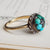 9k Gold Turquoise Cabochon Floral Bead Ring Size UK L Antique Victorian Circa 1870's