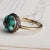 9k Gold Turquoise Cabochon Floral Bead Ring Size UK L Antique Victorian Circa 1870's