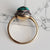 9k Gold Turquoise Cabochon Floral Bead Ring Size UK L Antique Victorian Circa 1870's
