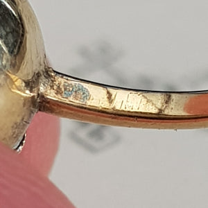 9k Gold Turquoise Cabochon Floral Bead Ring Size UK L Antique Victorian Circa 1870's