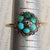 9k Gold Turquoise Cabochon Floral Bead Ring Size UK L Antique Victorian Circa 1870's