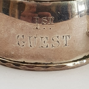 Rare Sterling Silver Pair Of Napkin Rings Engraved 'Guest' Antique London Circa 1868
