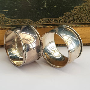 Rare Sterling Silver Pair Of Napkin Rings Engraved 'Guest' Antique London Circa 1868