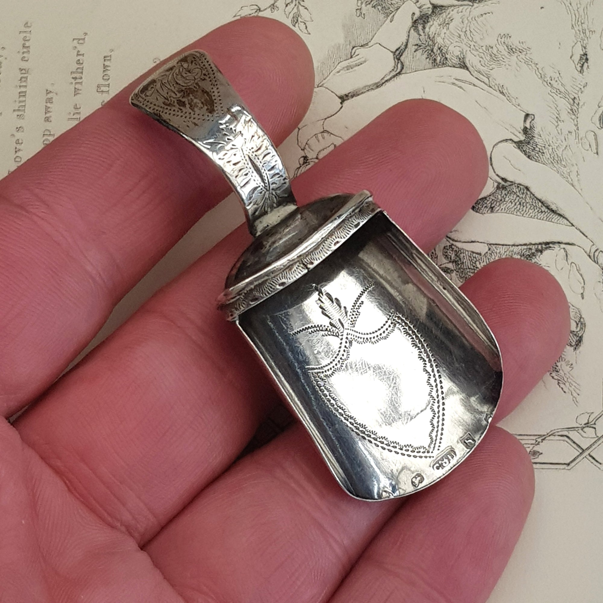 Sterling Silver Coal Shovel Style Tea Caddy Spoon Antique Georgian Birmingham Circa 1805