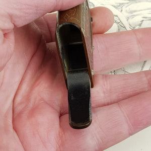 Vulcanite Pocket Match Vesta Queen Victoria In Memoriam Antique circa 1901