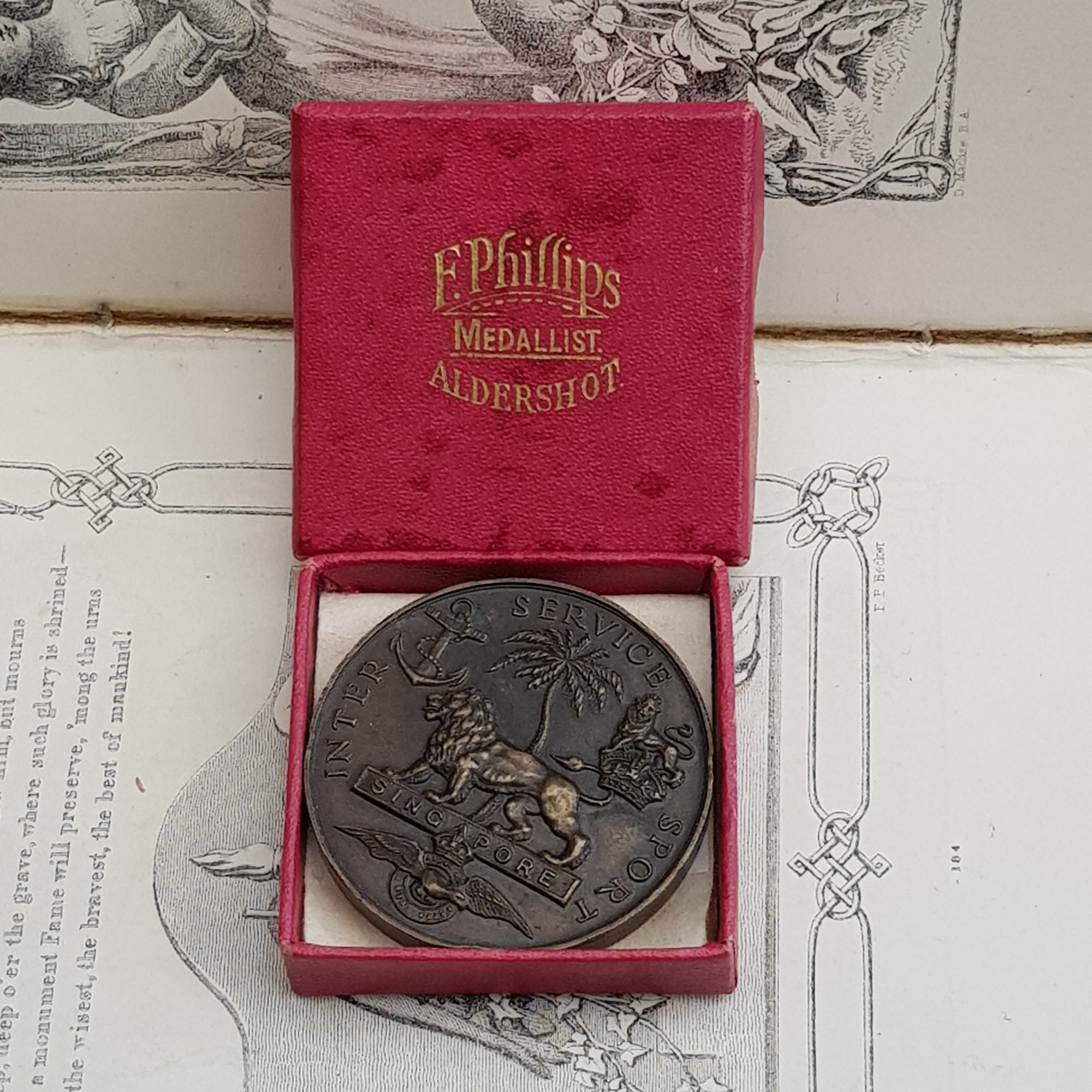 Rare Bronze Struck RAF Medal Singapore Inter Service Sport Legend Engraved Circa 1953