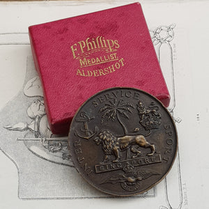 Rare Bronze Struck RAF Medal Singapore Inter Service Sport Legend Engraved Circa 1953