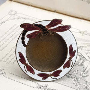 Enamel Dragonfly Decorated Miniature Sweetheart Photo Frame Antique Art Nouveau circa 1910