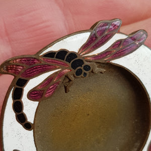Enamel Dragonfly Decorated Miniature Sweetheart Photo Frame Antique Art Nouveau circa 1910