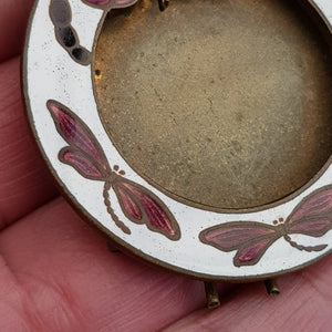 Enamel Dragonfly Decorated Miniature Sweetheart Photo Frame Antique Art Nouveau circa 1910