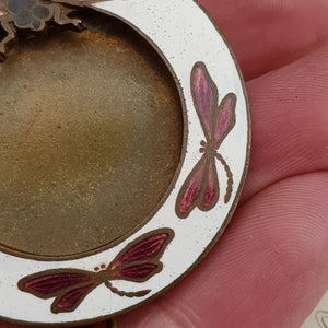 Enamel Dragonfly Decorated Miniature Sweetheart Photo Frame Antique Art Nouveau circa 1910