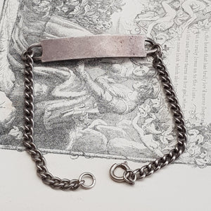 Sterling Silver Identity Tag Curb Link Bracelet No Legend Vintage London Circa 1967