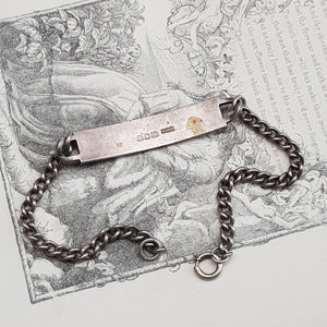 Sterling Silver Identity Tag Curb Link Bracelet No Legend Vintage London Circa 1967