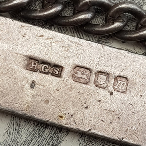 Sterling Silver Identity Tag Curb Link Bracelet No Legend Vintage London Circa 1967