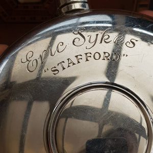Rare Celebrity Owned Sterling Silver Hip Flask Eric Sykes Stan The Man Birmingham circa 2000