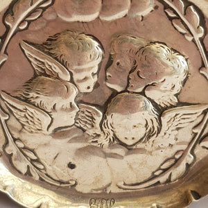 Sterling Silver Repousse Trinket Dish Reynolds Cherubs Antique Edwardian London Circa 1903