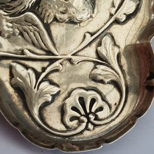 Sterling Silver Repousse Trinket Dish Reynolds Cherubs Antique Edwardian London Circa 1903